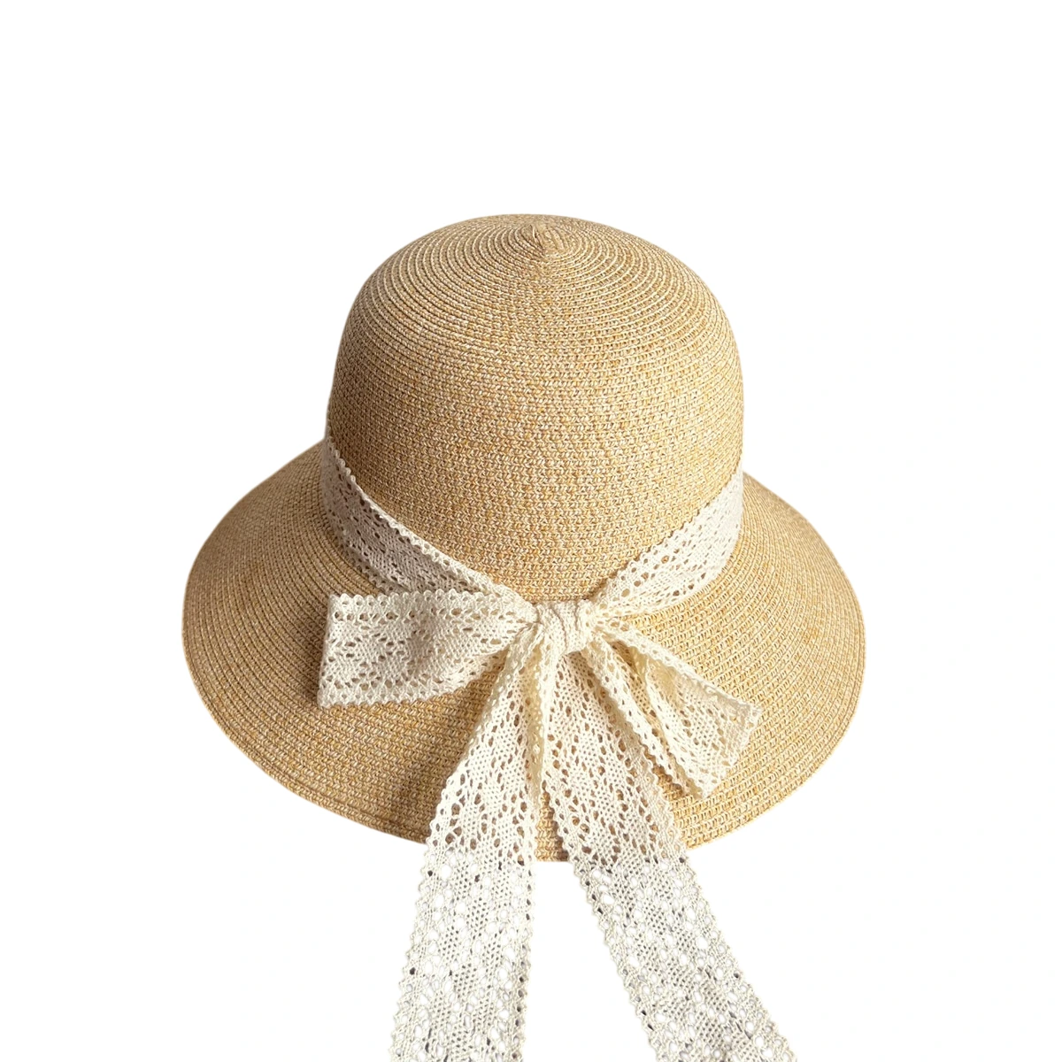 Paper Straw Bucket Hat with Ribbon Bow image 2