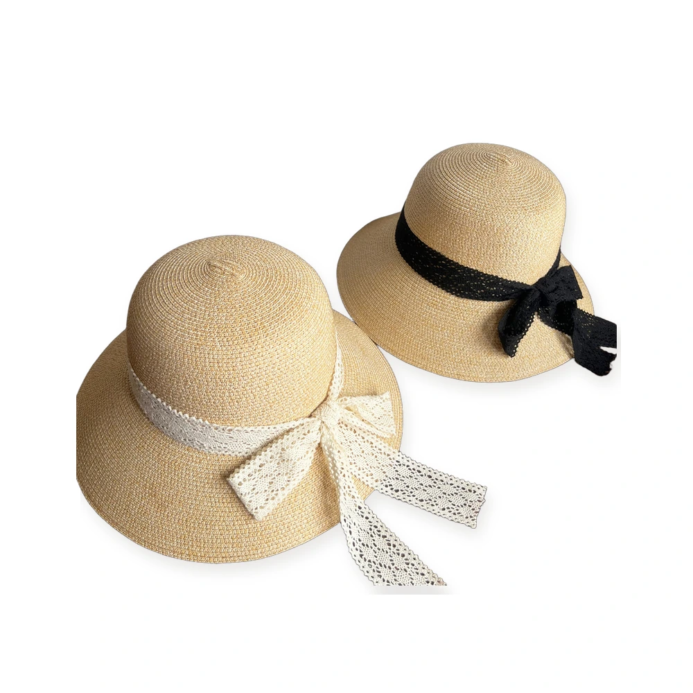 Paper Straw Bucket Hat with Ribbon Bow image 4