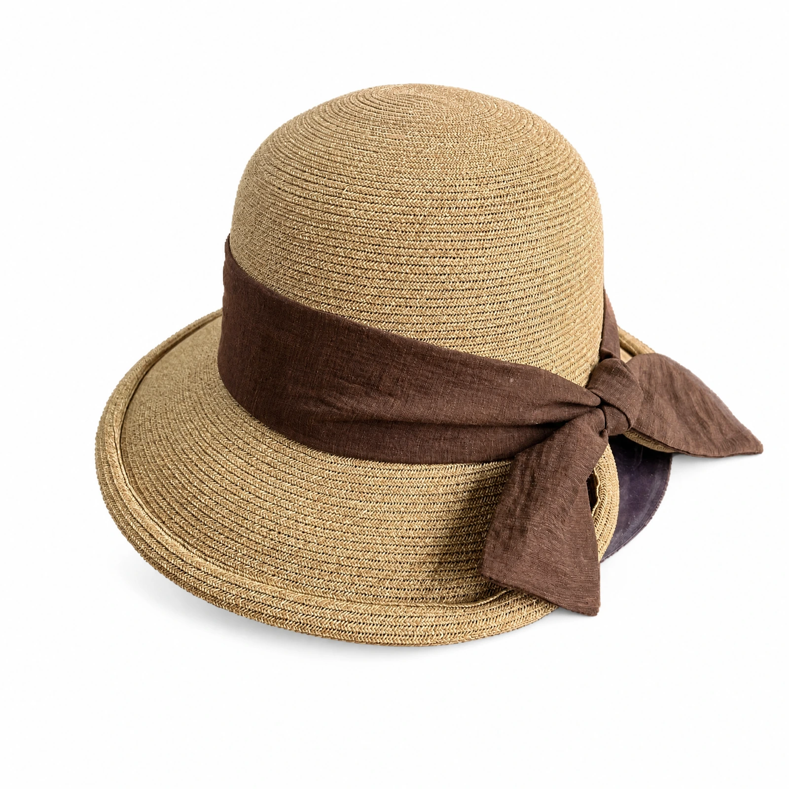 Paper Straw Sun Hat with Ribbon Bow