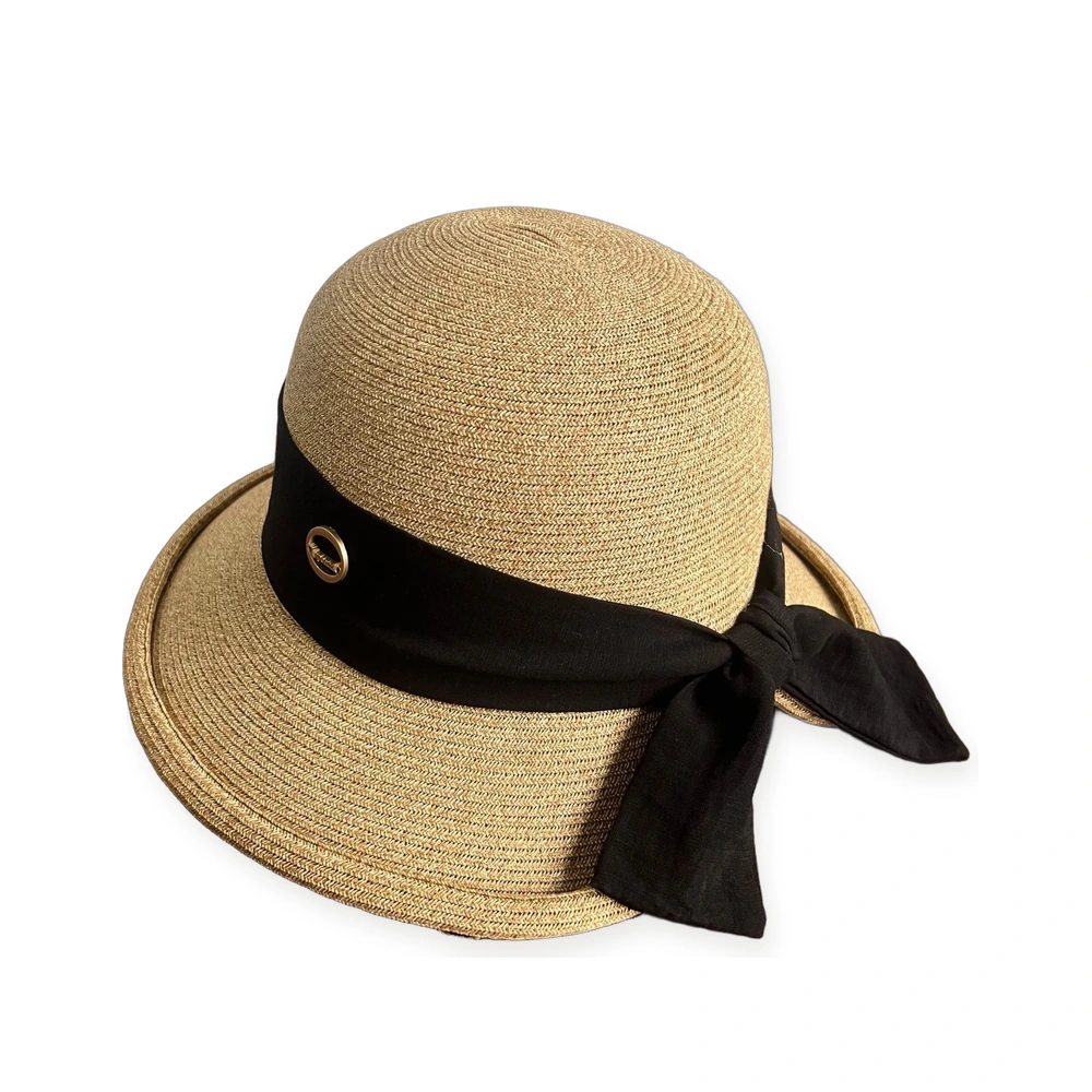 Paper Straw Sun Hat with Ribbon Bow image 3