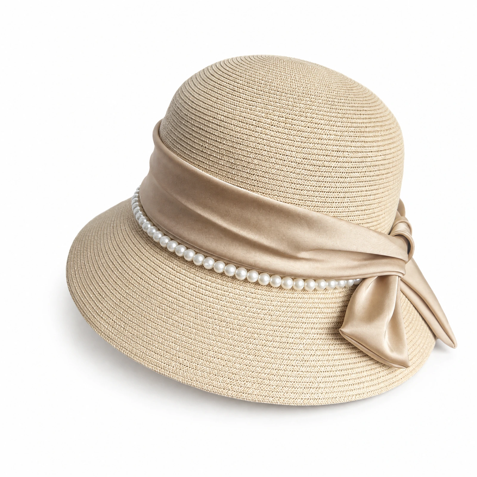 Paper Straw Bucket Hat with Ribbon Bow