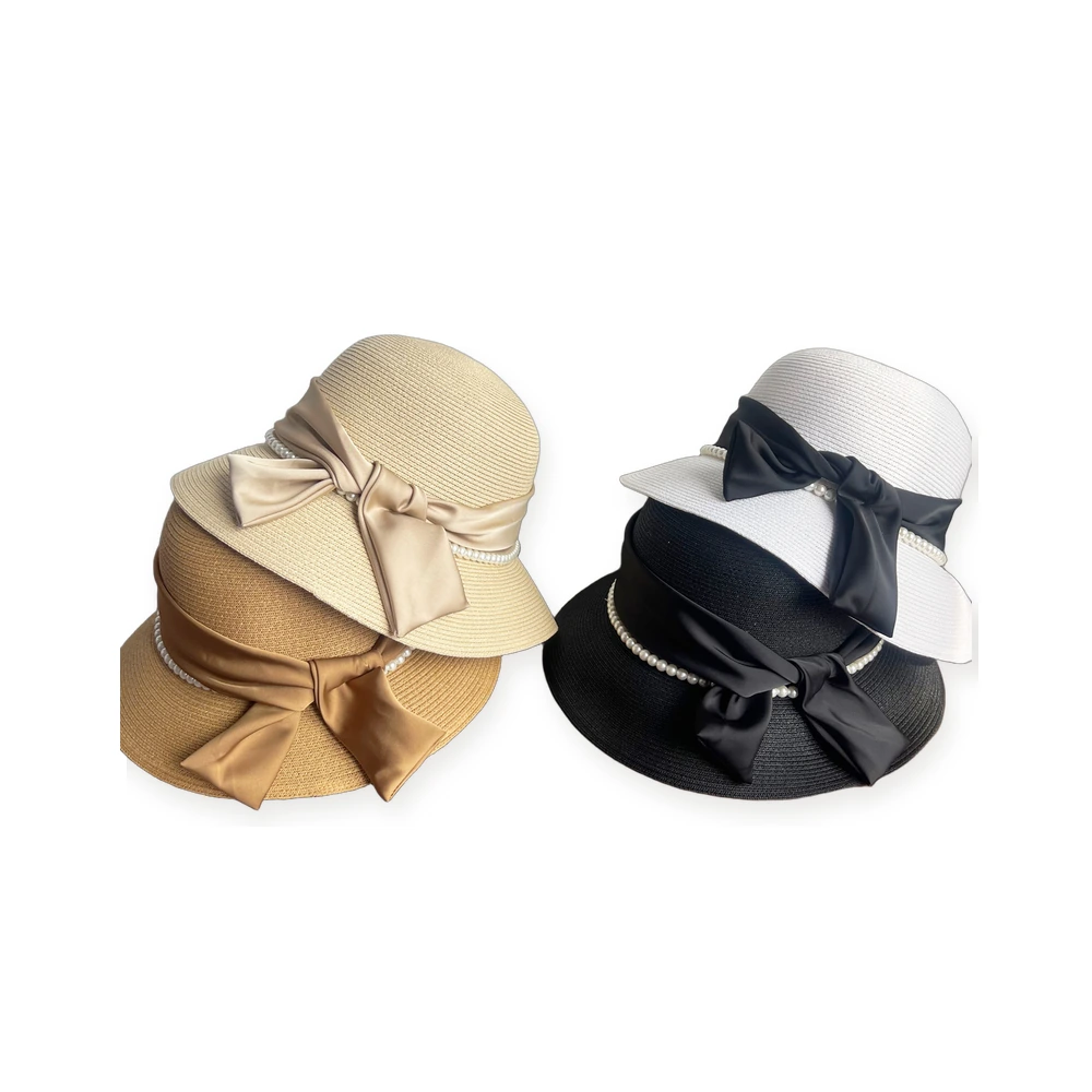 Paper Straw Bucket Hat with Ribbon Bow image 4