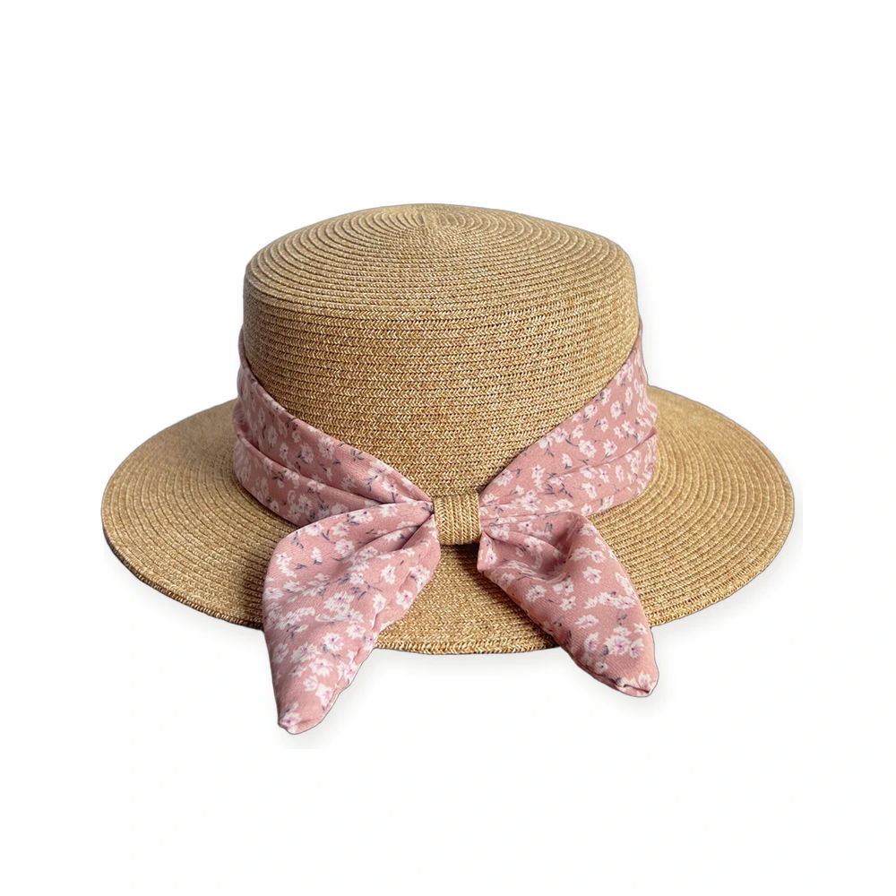 Paper Straw Wide Brim Hat with Ribbon Bow image 2