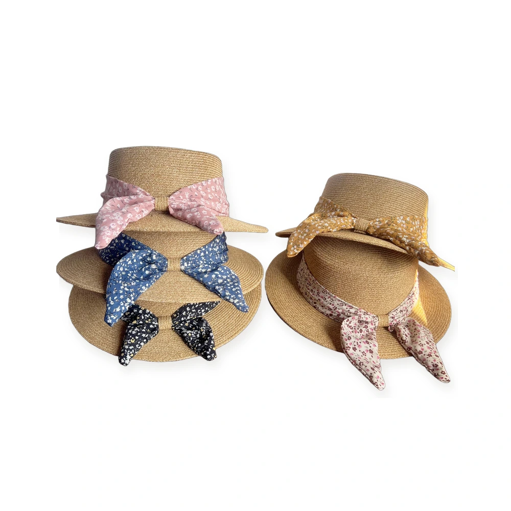 Paper Straw Wide Brim Hat with Ribbon Bow image 4