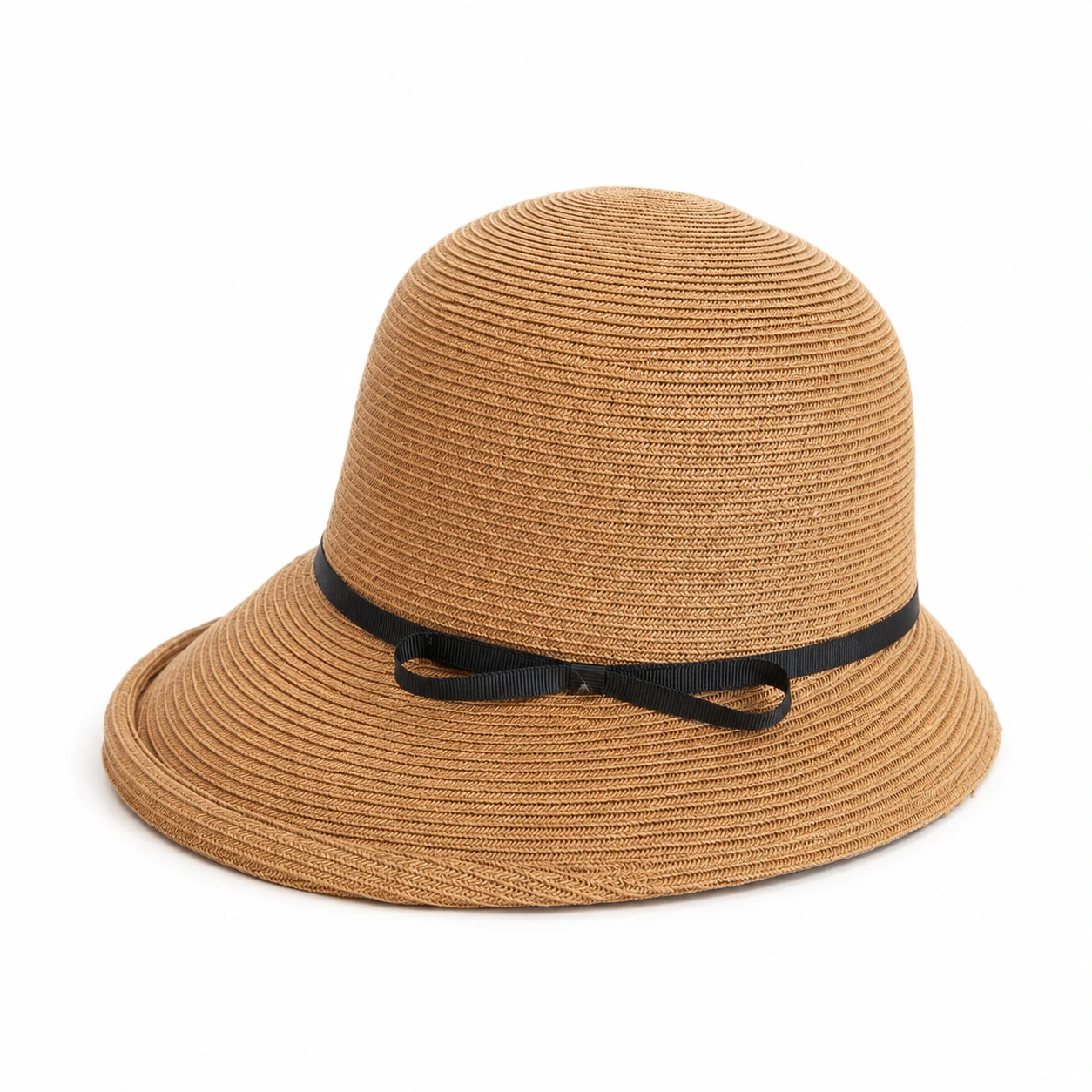 Women's Paper Straw Bucket Hat with Metal Buckle