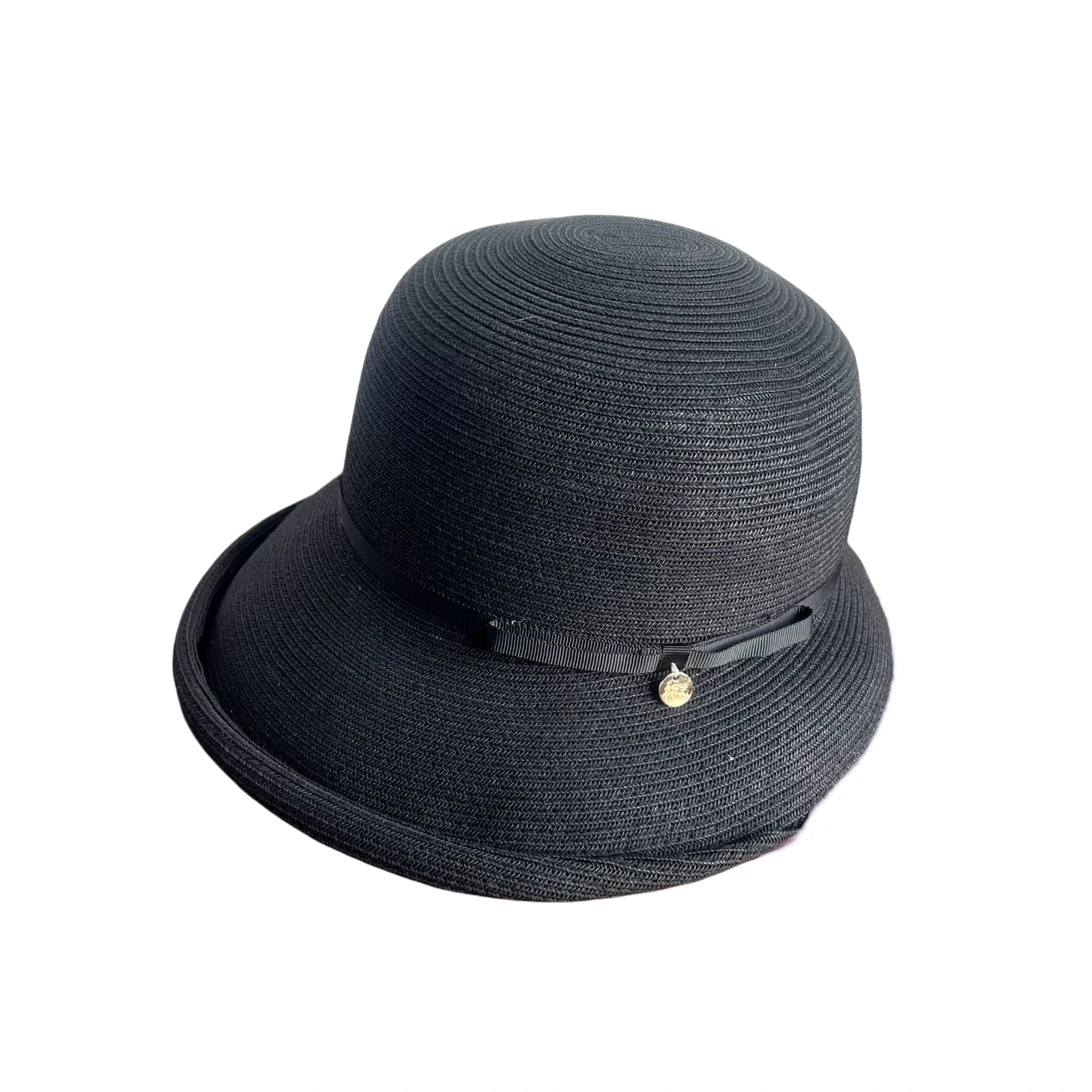 Women's Paper Straw Bucket Hat with Metal Buckle image 2