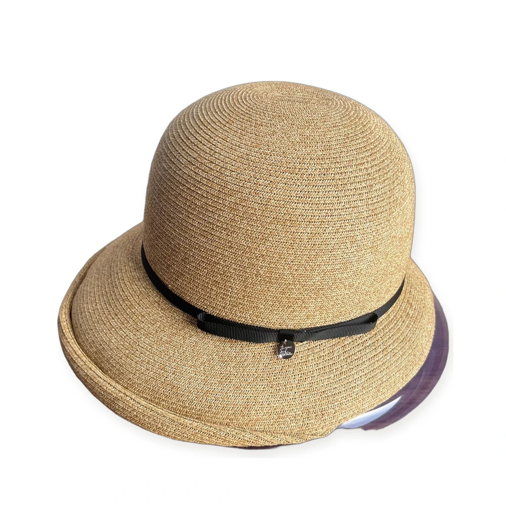 Women's Paper Straw Bucket Hat with Metal Buckle image 3