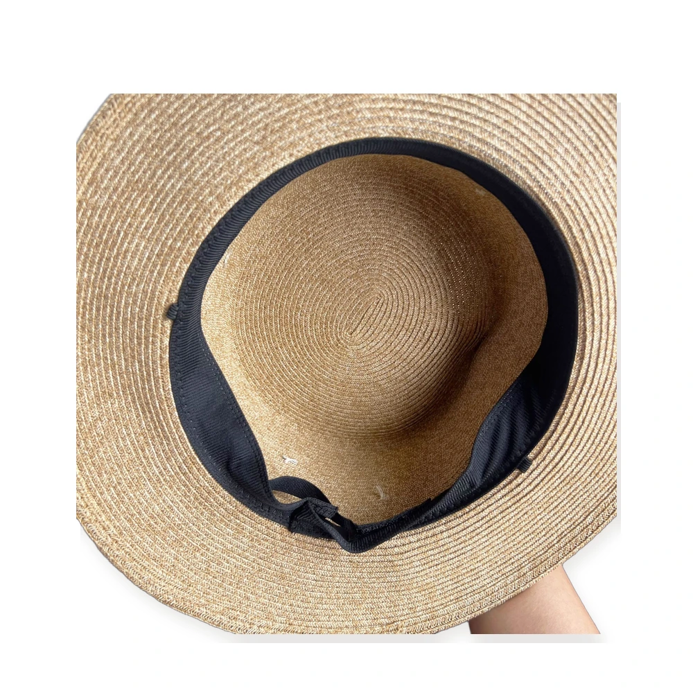Women's Paper Straw Wide Brim Hat with Metal Buckle image 3