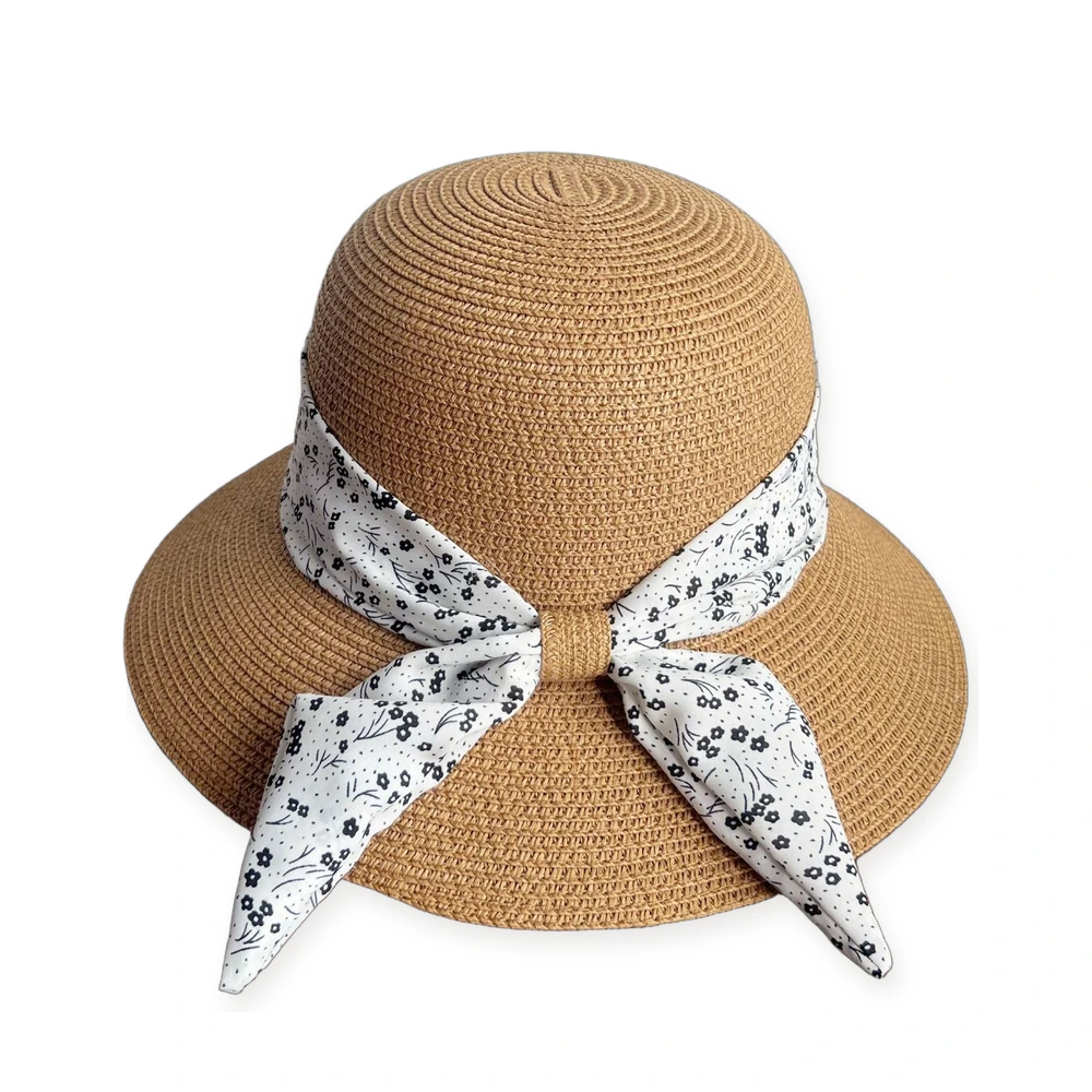 Paper Straw Bucket Hat with Ribbon Bow image 2