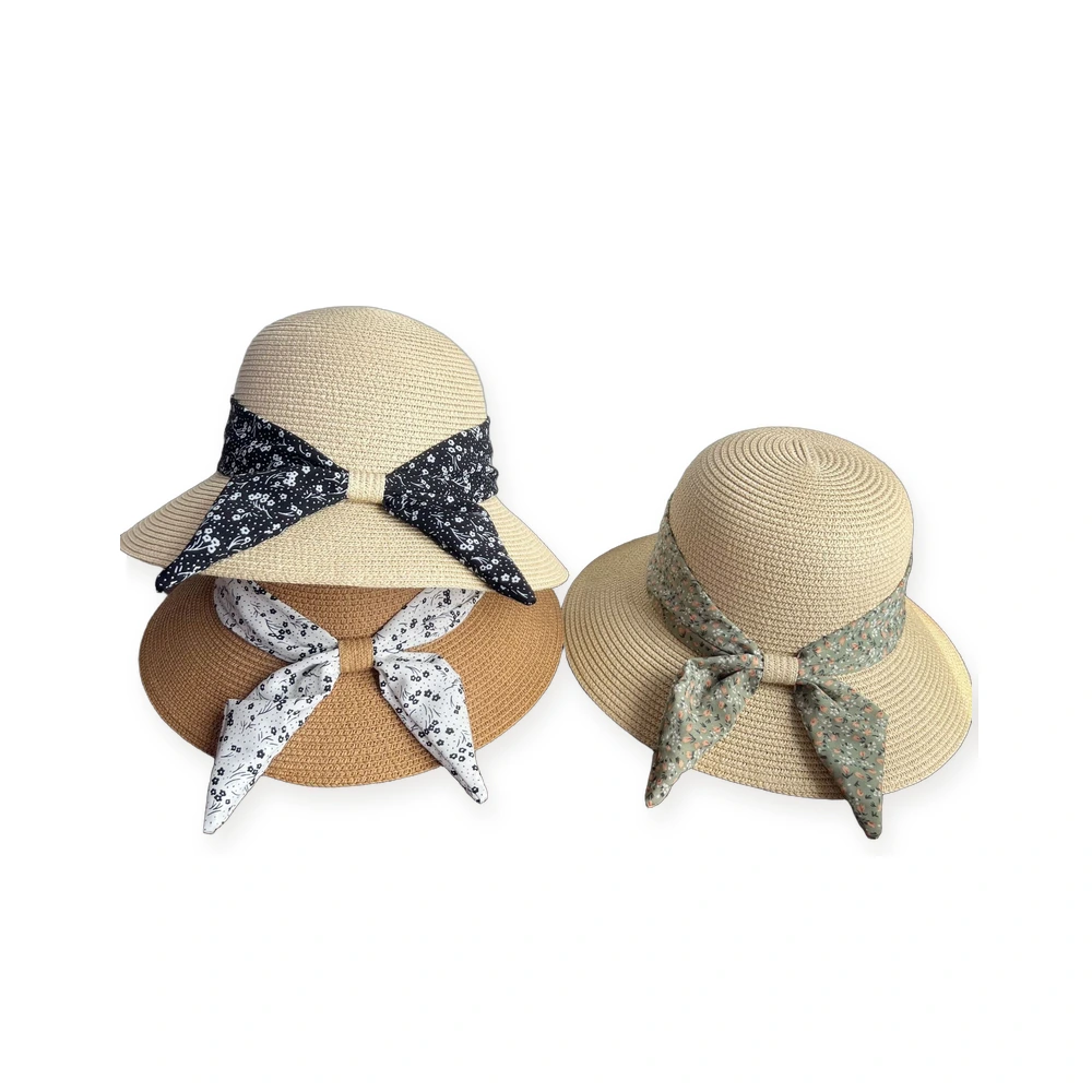 Paper Straw Bucket Hat with Ribbon Bow image 4