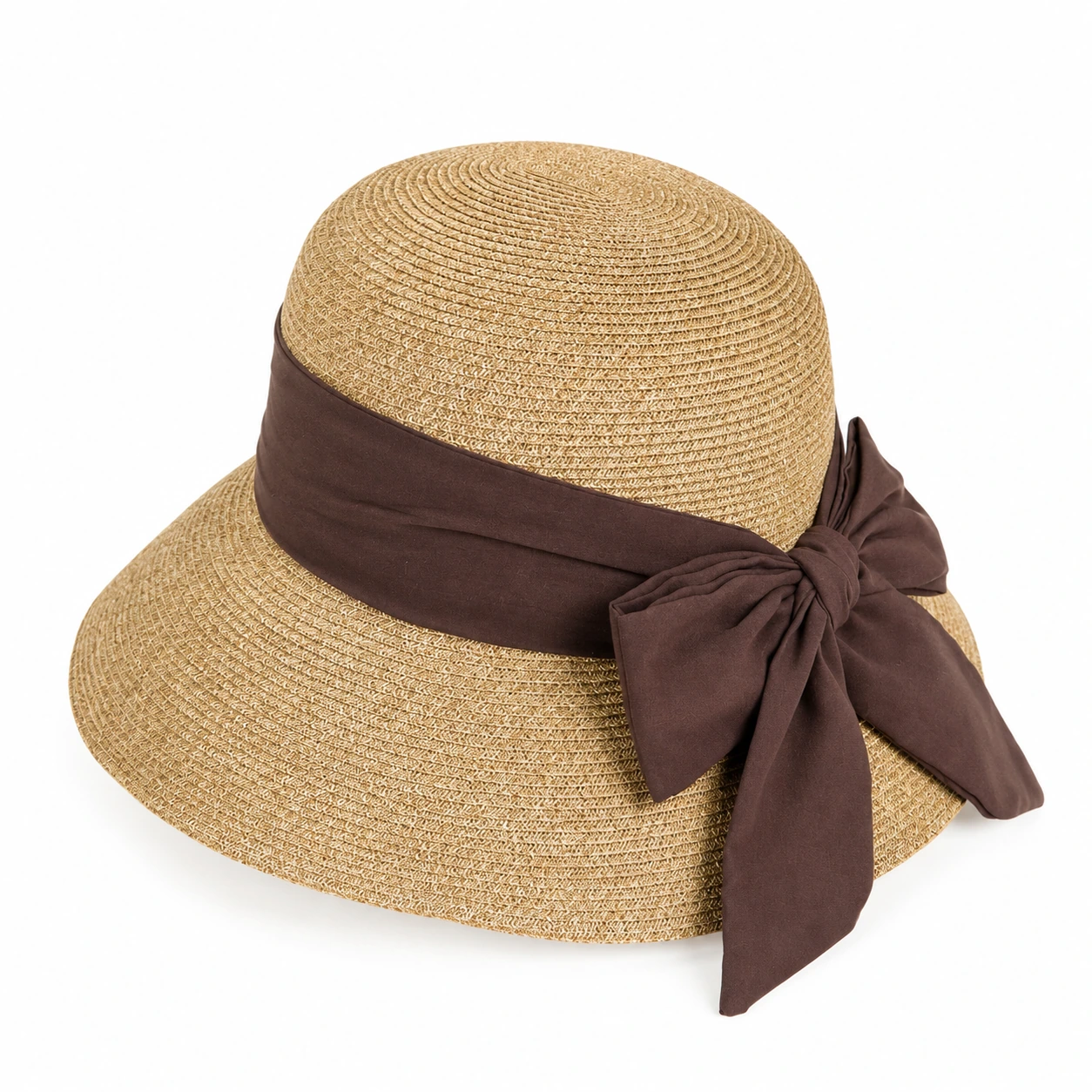 Paper Straw Bucket Hat with Ribbon Bow