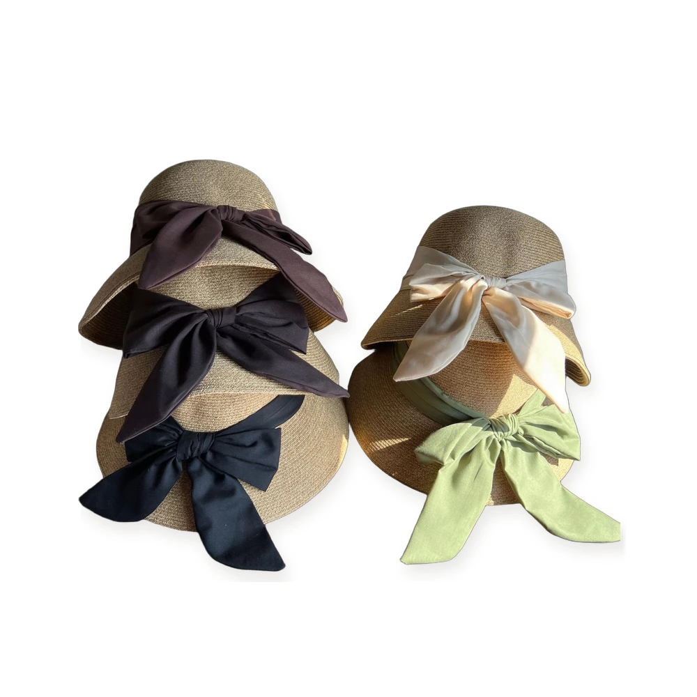 Paper Straw Bucket Hat with Ribbon Bow image 4