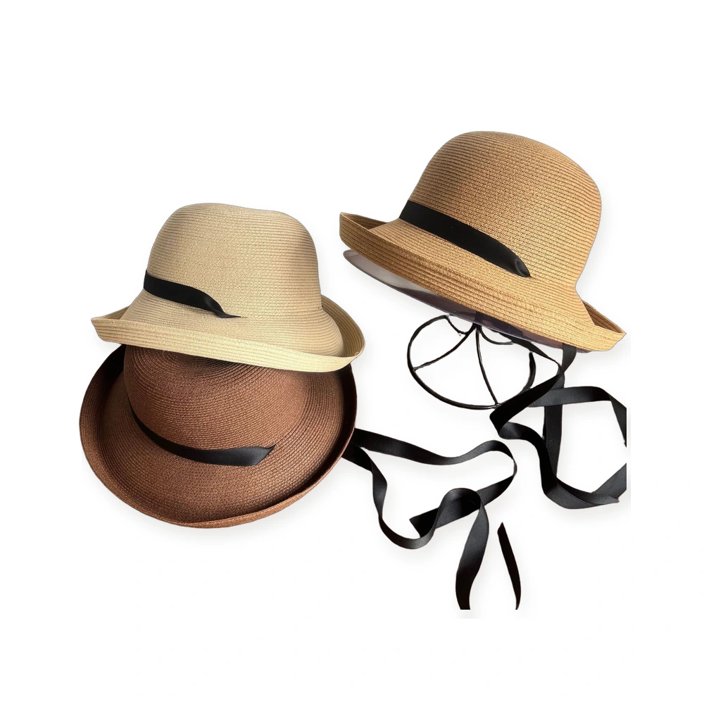 Paper Straw Wide Brim Hat with Ribbon image 4