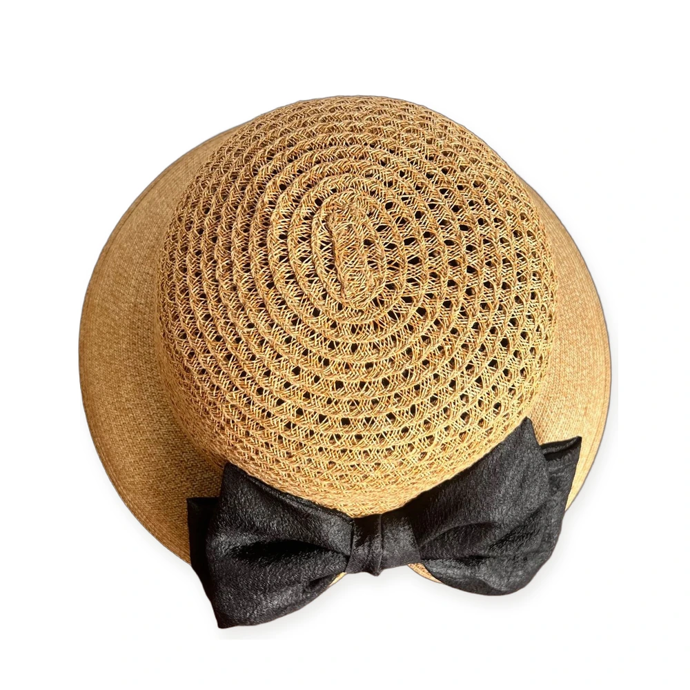 Paper Straw Bucket Hat with Ribbon Bow image 3