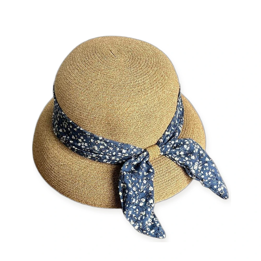 Paper Straw Bucket Hat with Ribbon Bow image 2