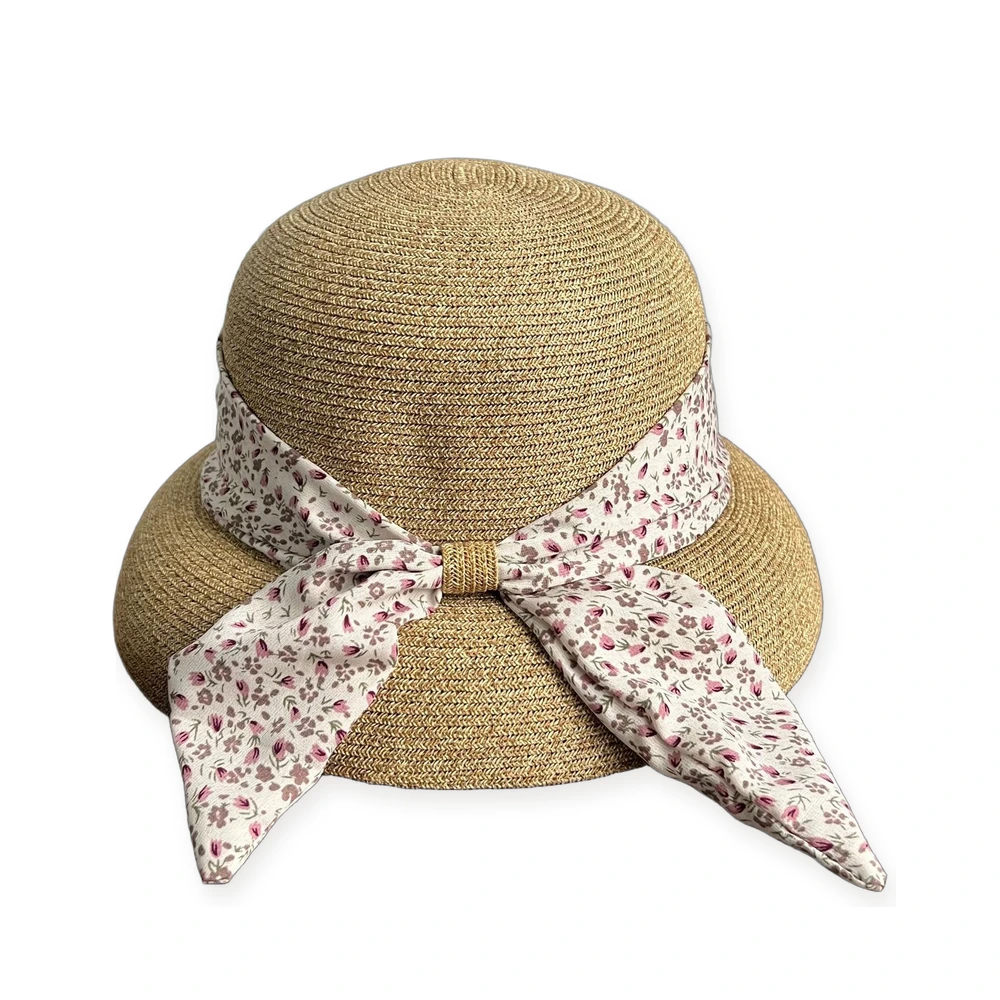 Paper Straw Bucket Hat with Ribbon Bow image 3