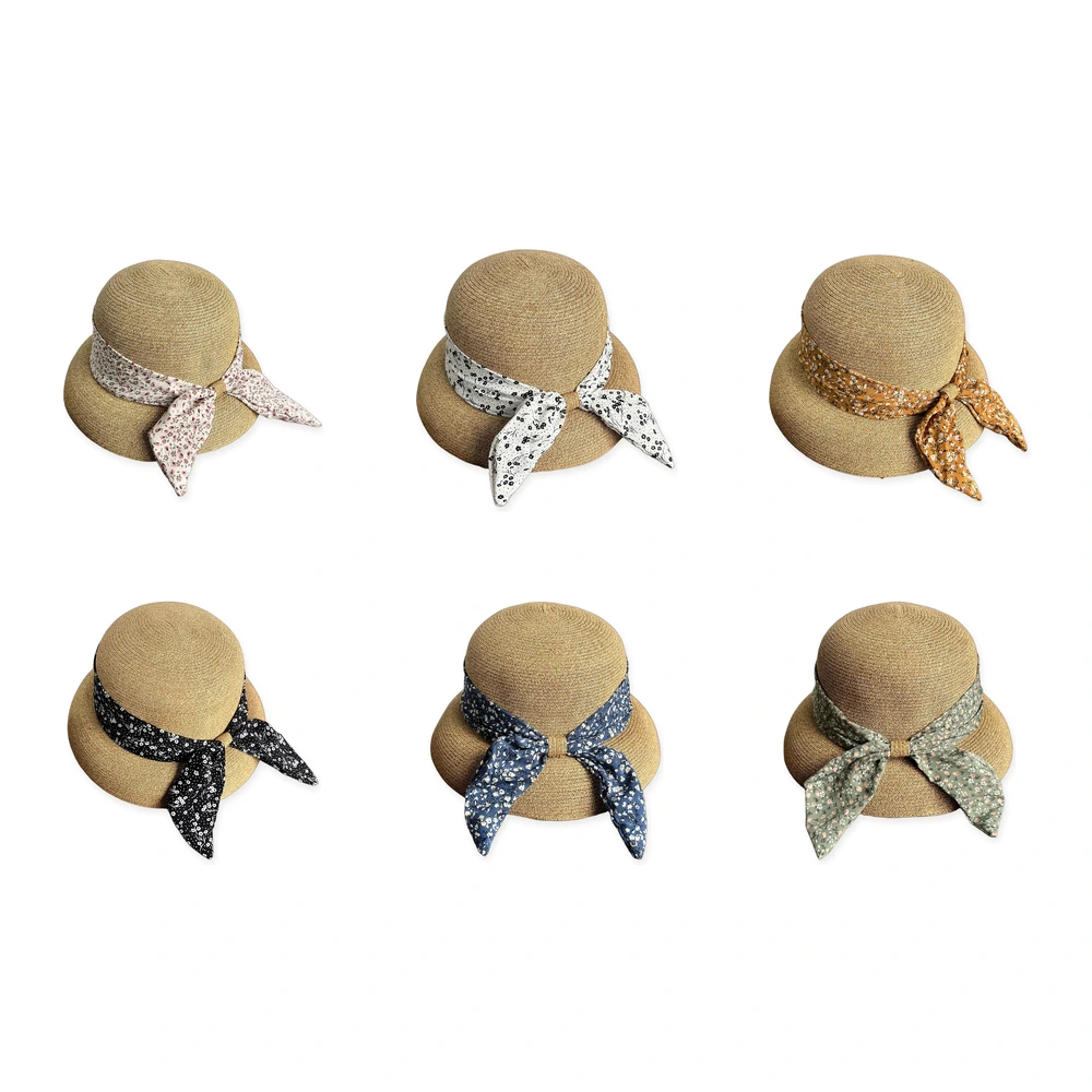 Paper Straw Bucket Hat with Ribbon Bow image 4