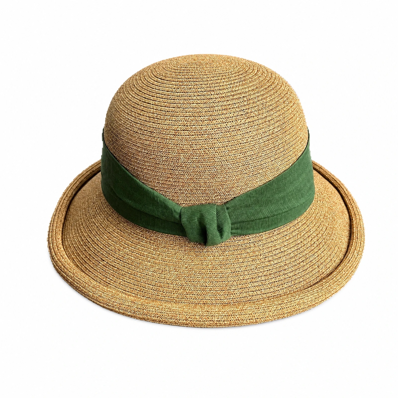 Women's Paper Straw Bucket Hat with Ribbon Bow