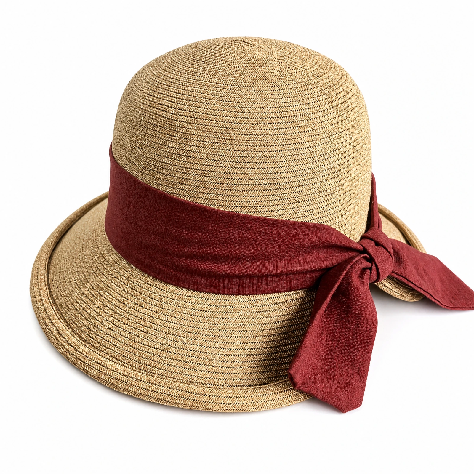 Paper Straw Sun Hat with Ribbon Bow