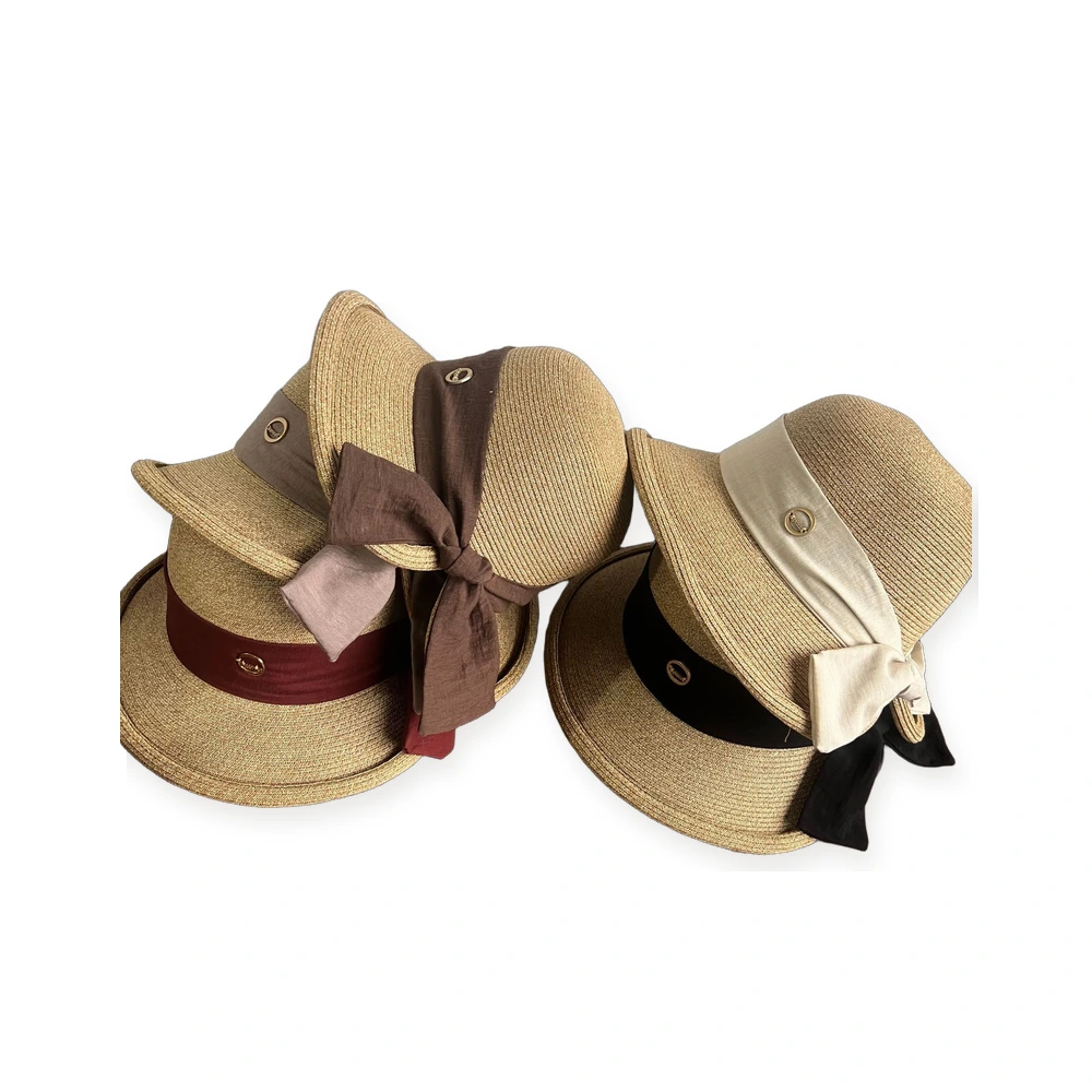 Paper Straw Sun Hat with Ribbon Bow image 4