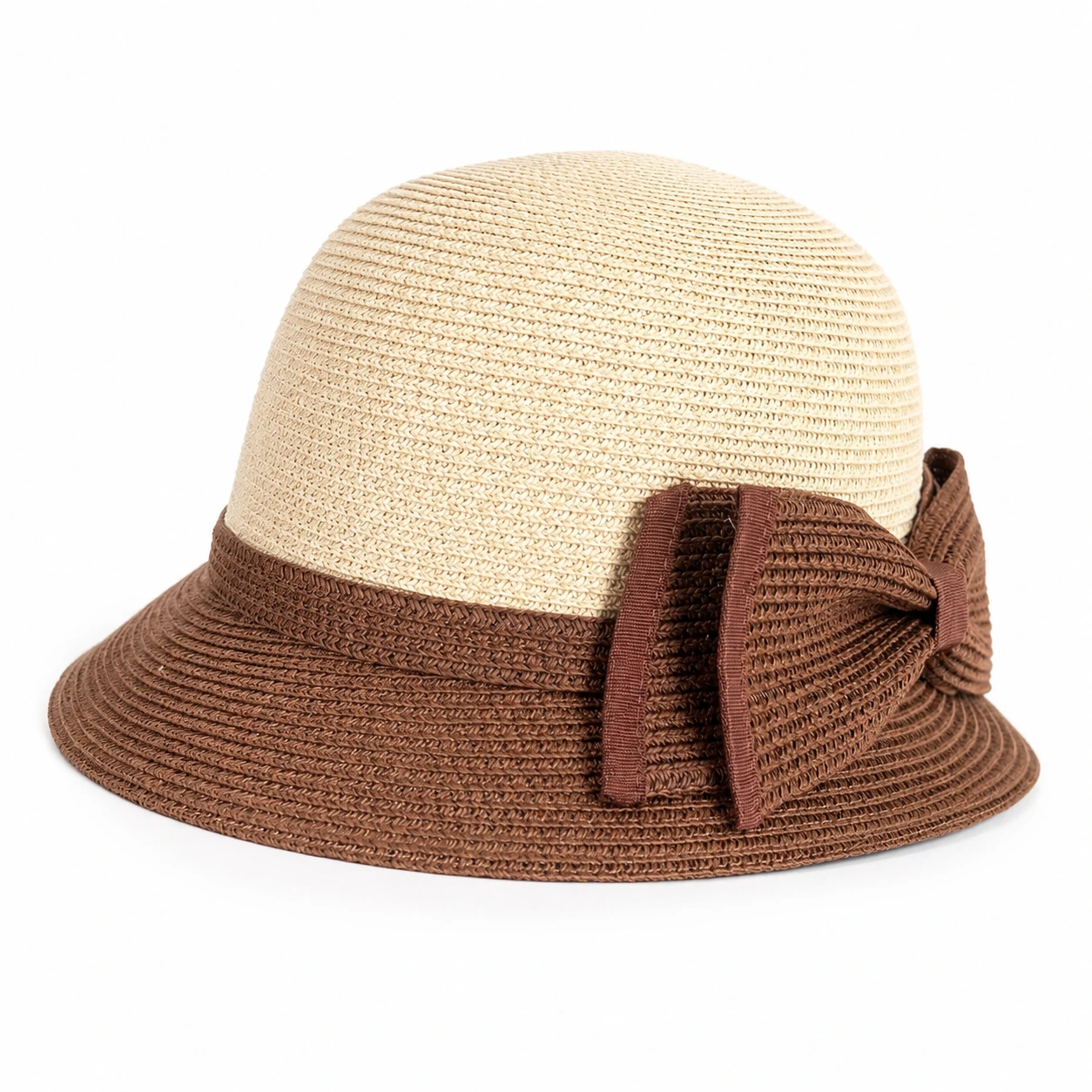 Paper Straw Bucket Hat with Ribbon Bow