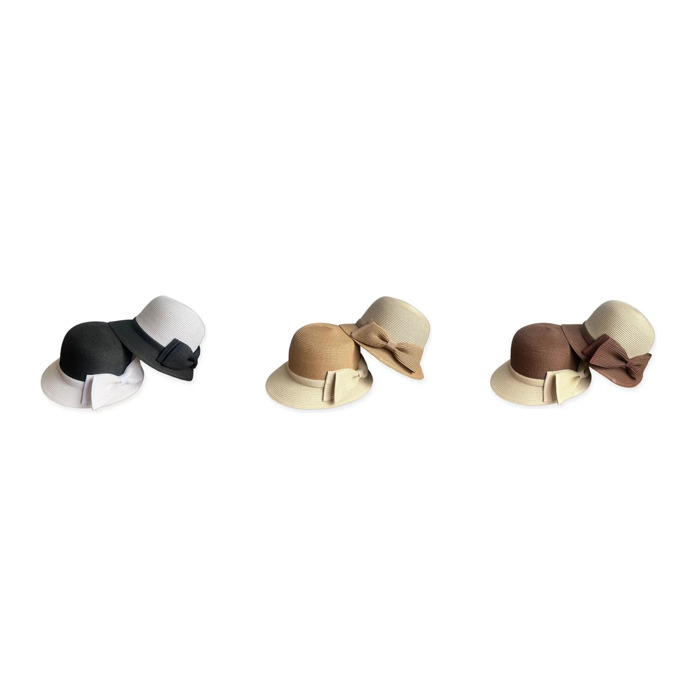 Paper Straw Bucket Hat with Ribbon Bow image 4