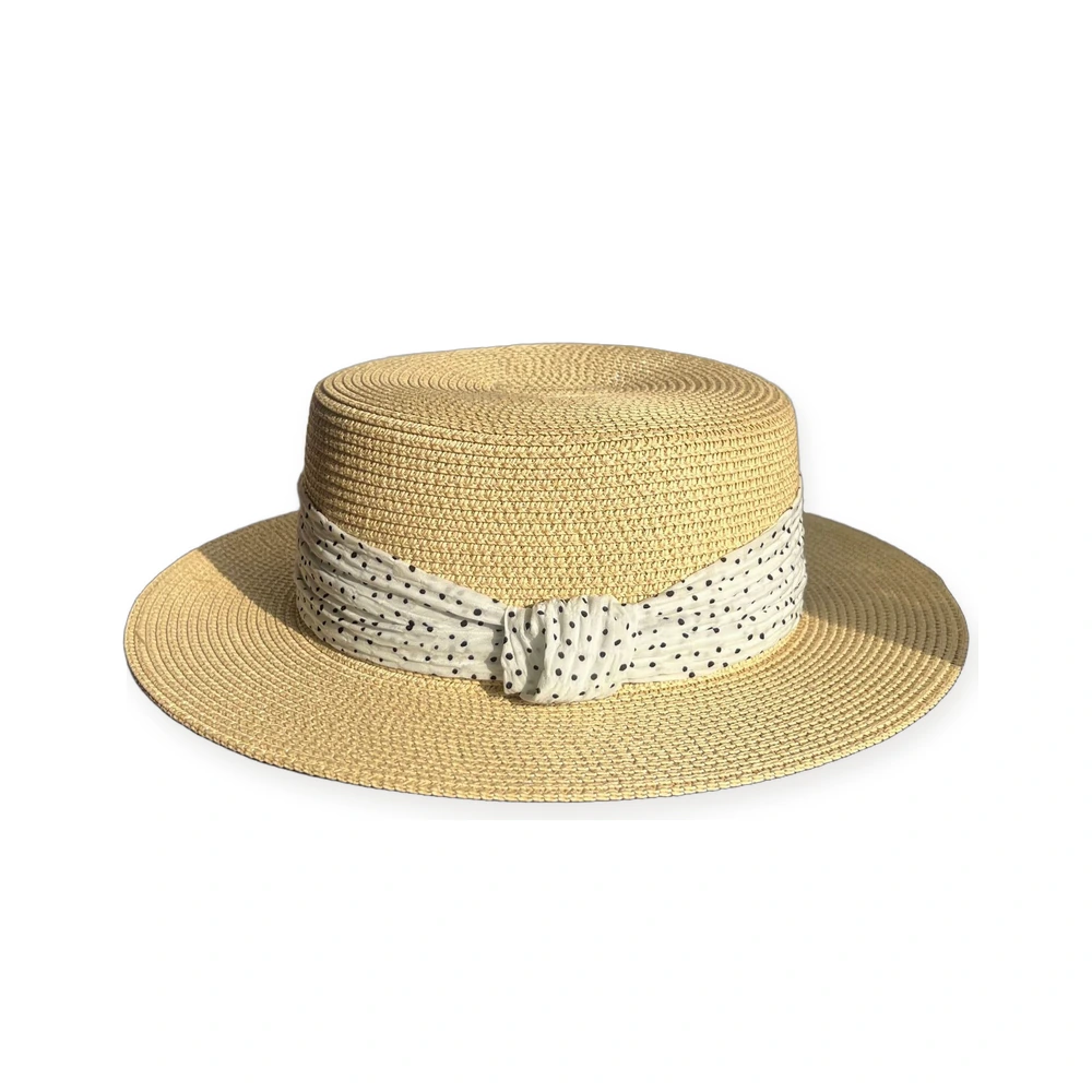 Paper Straw Boater Hat with Ribbon Bow image 2