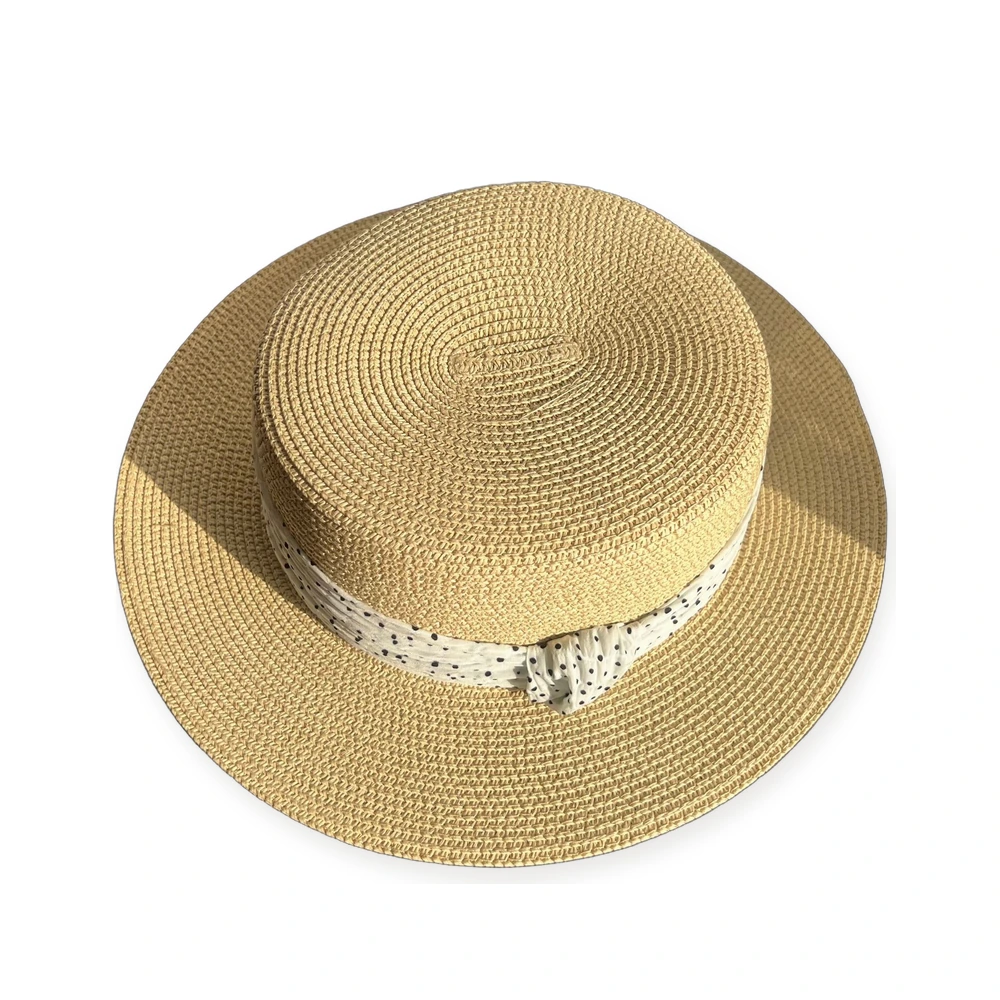 Paper Straw Boater Hat with Ribbon Bow image 3