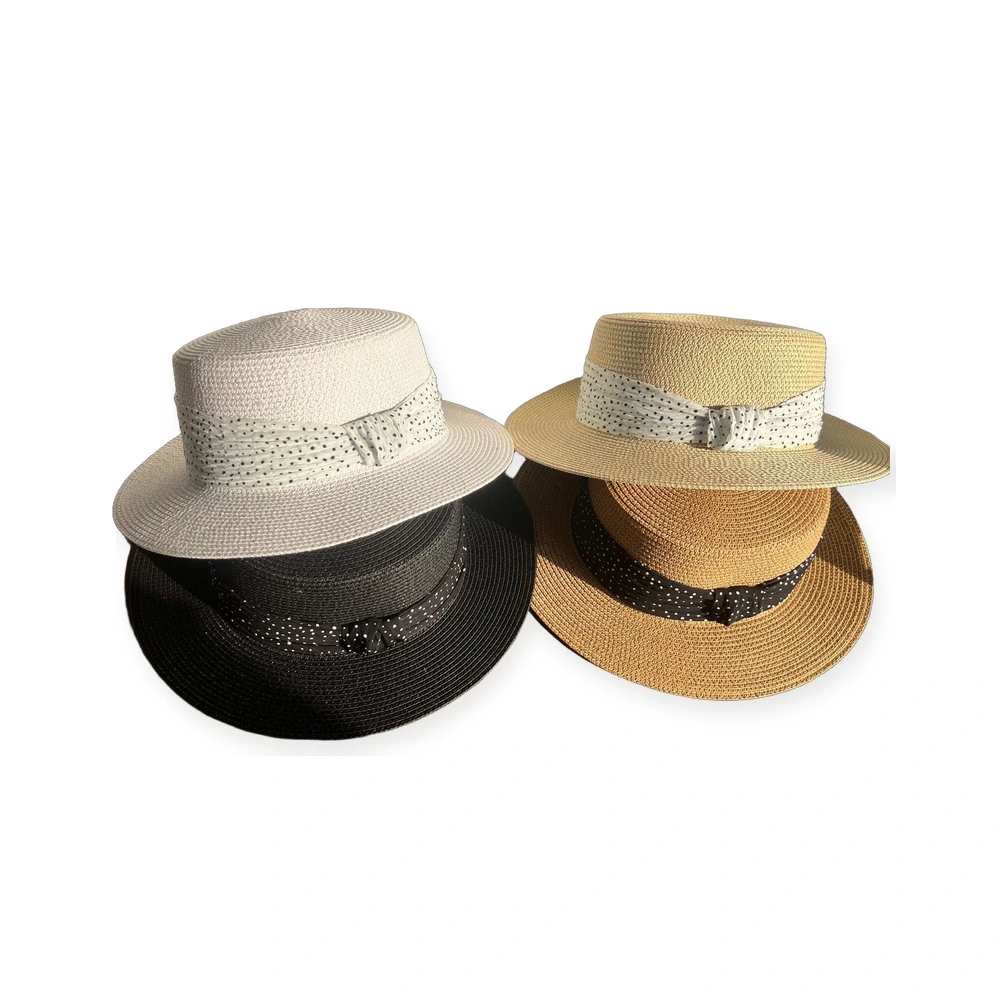 Paper Straw Boater Hat with Ribbon Bow image 4