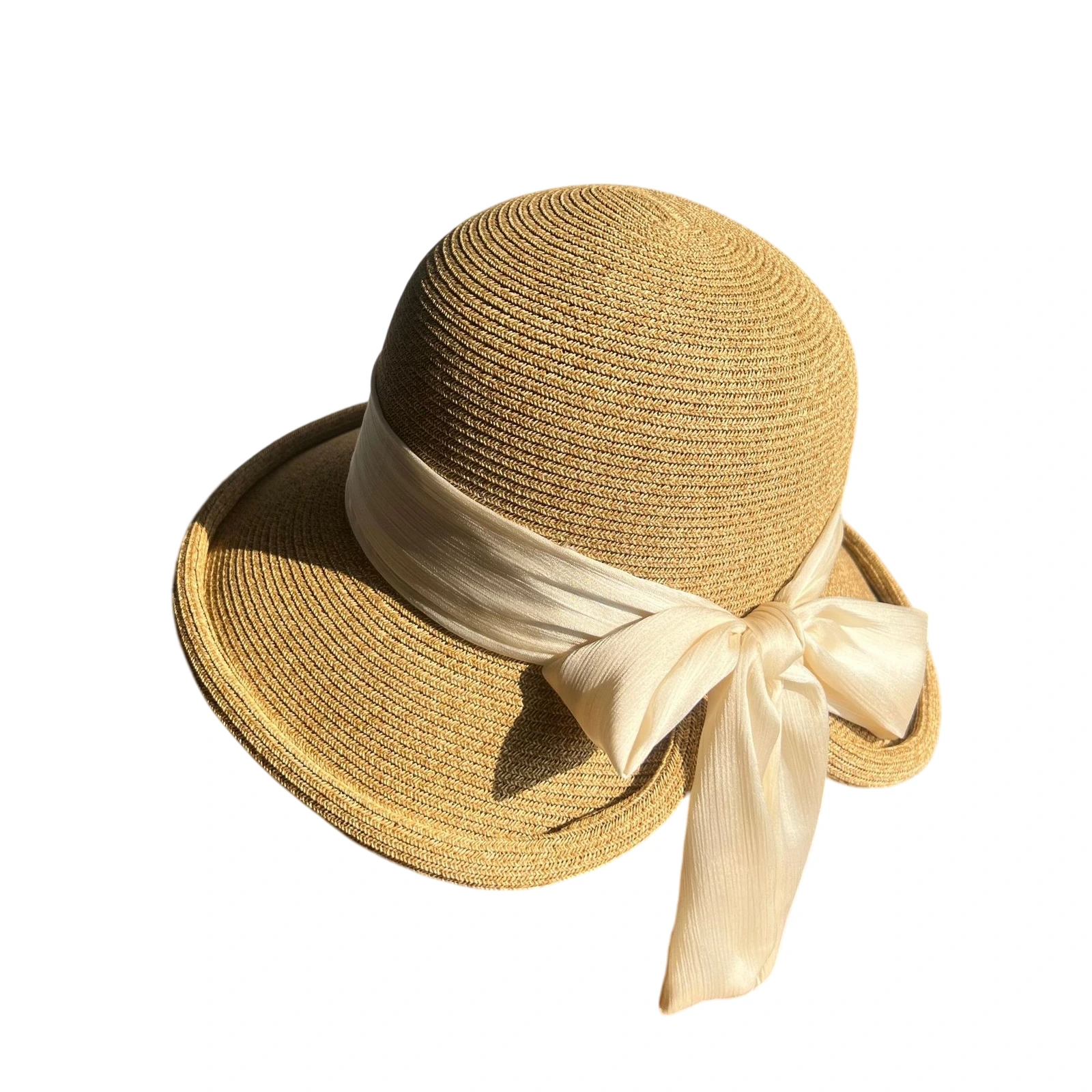 Paper Straw Bucket Hat with Ribbon Bow image 2