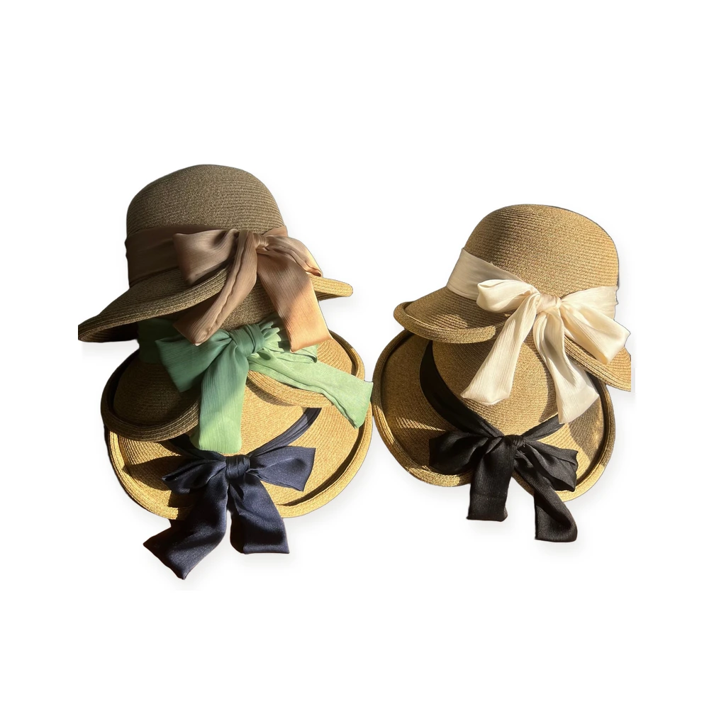 Paper Straw Bucket Hat with Ribbon Bow image 4