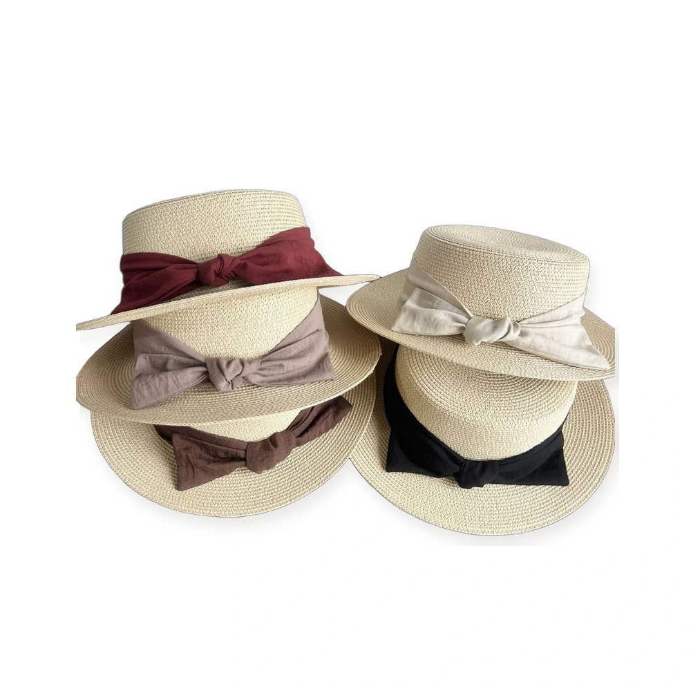 Paper Straw Boater Hat with Ribbon Bow image 4