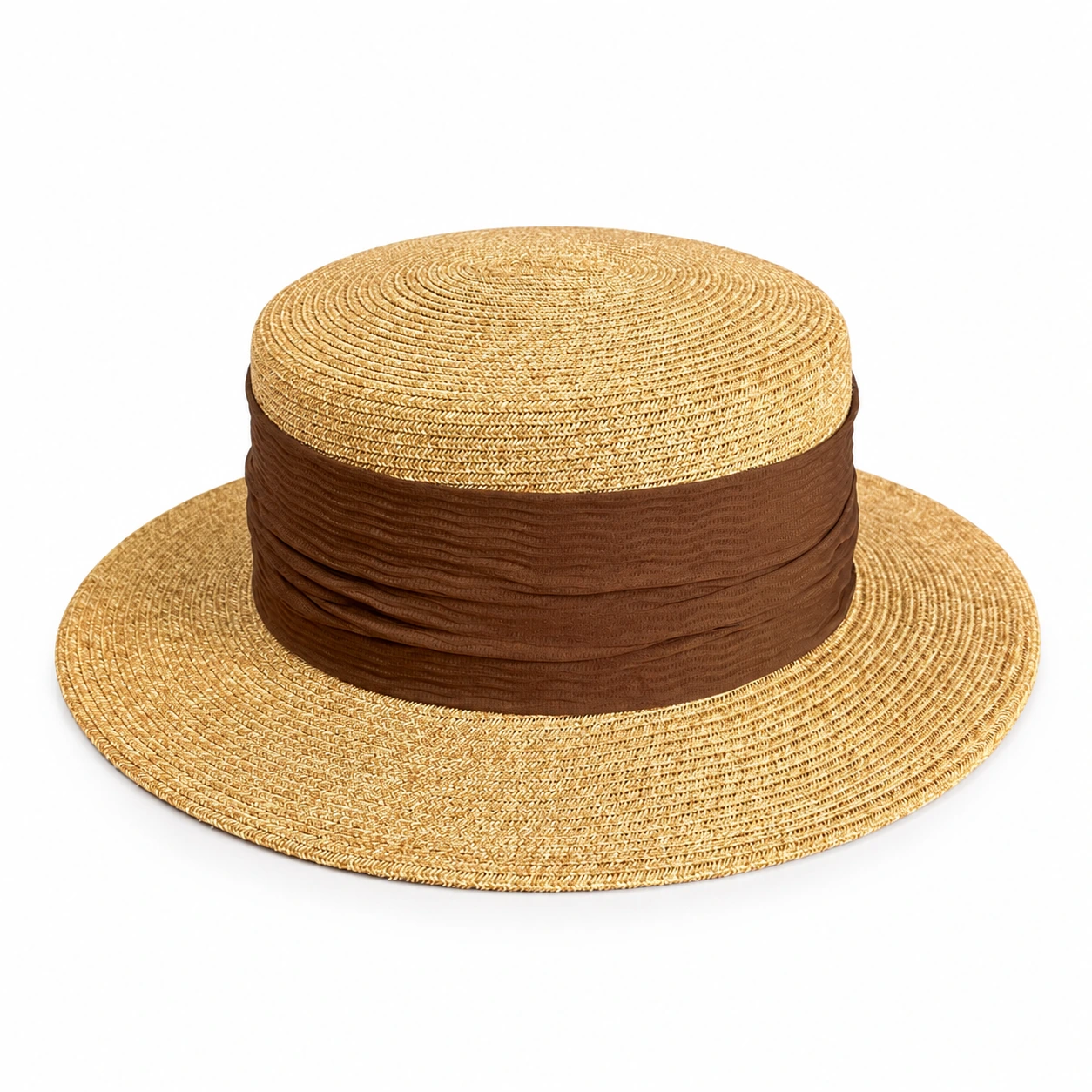 Paper Straw Wide Brim Hat with Metal Buckle