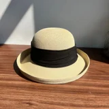 Beige Hat with Black Trim Band color reference