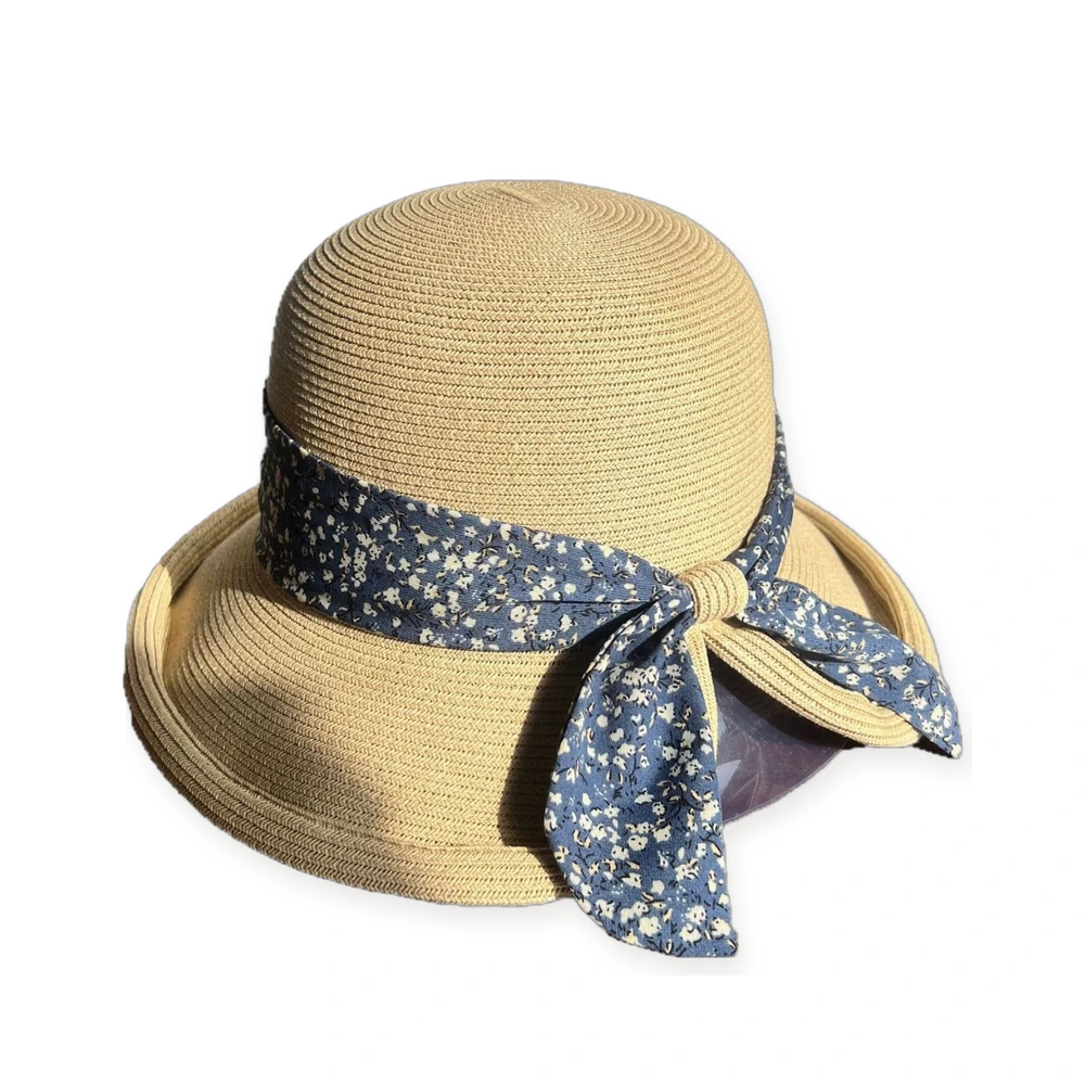 Paper Straw Bucket Hat with Ribbon Bow image 2