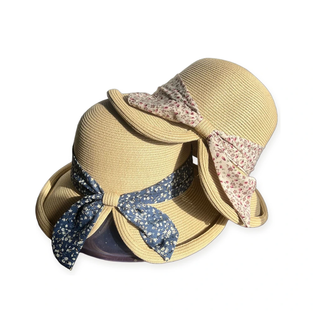 Paper Straw Bucket Hat with Ribbon Bow image 3