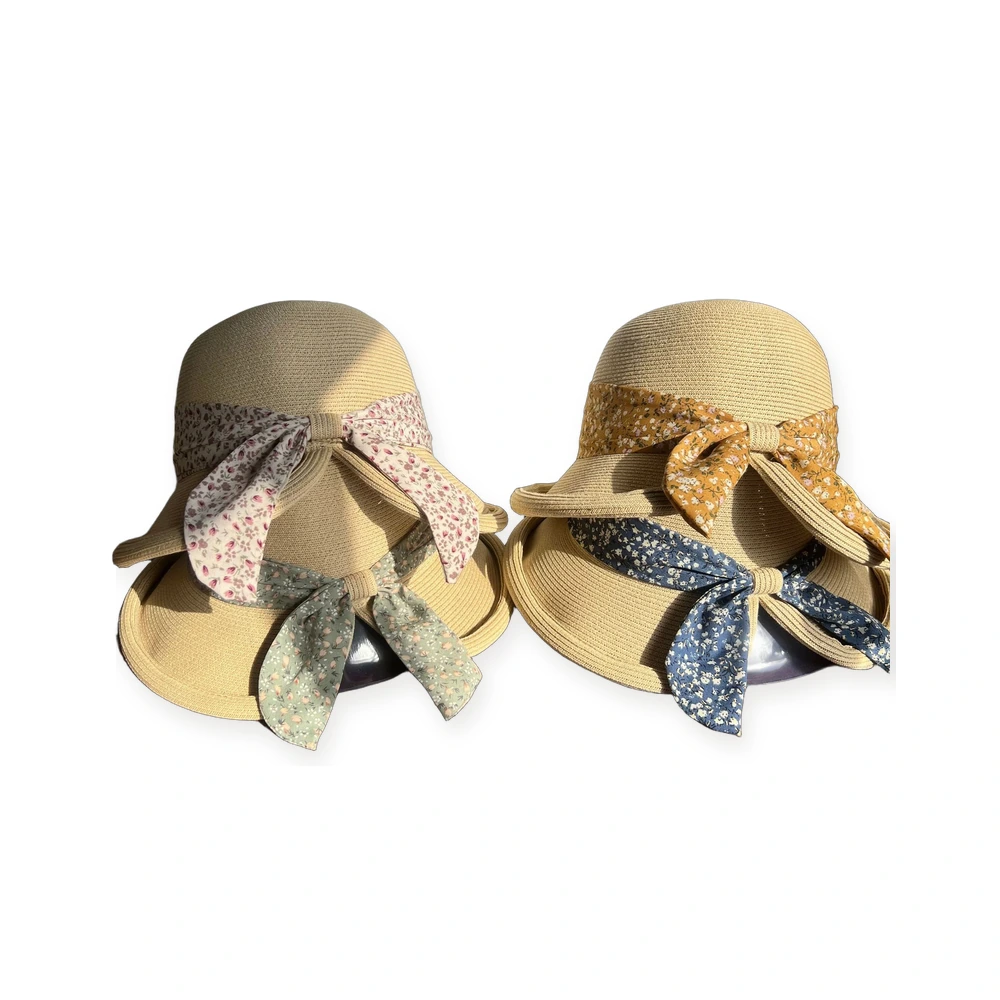 Paper Straw Bucket Hat with Ribbon Bow image 4