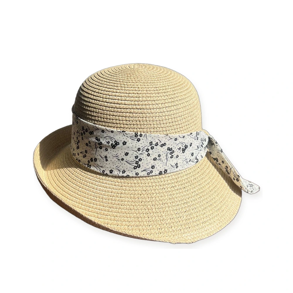 Paper Straw Bucket Hat with Ribbon Bow image 2