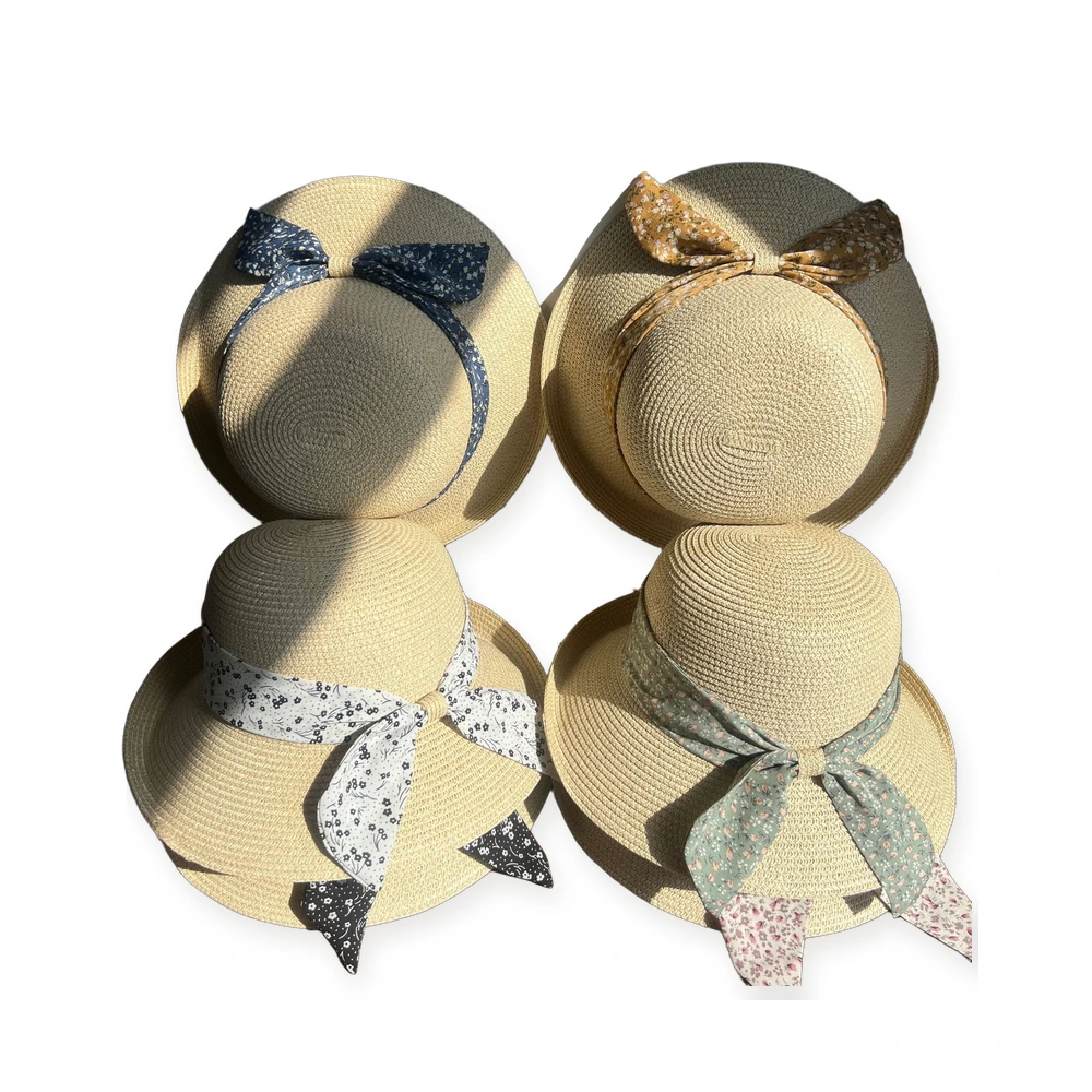 Paper Straw Bucket Hat with Ribbon Bow image 3