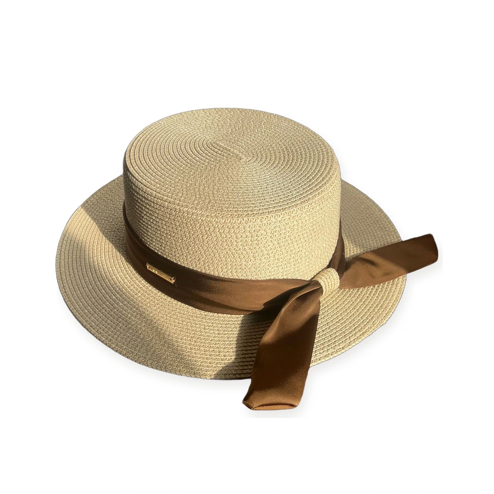 Paper Straw Boater Hat with Ribbon Bow image 2