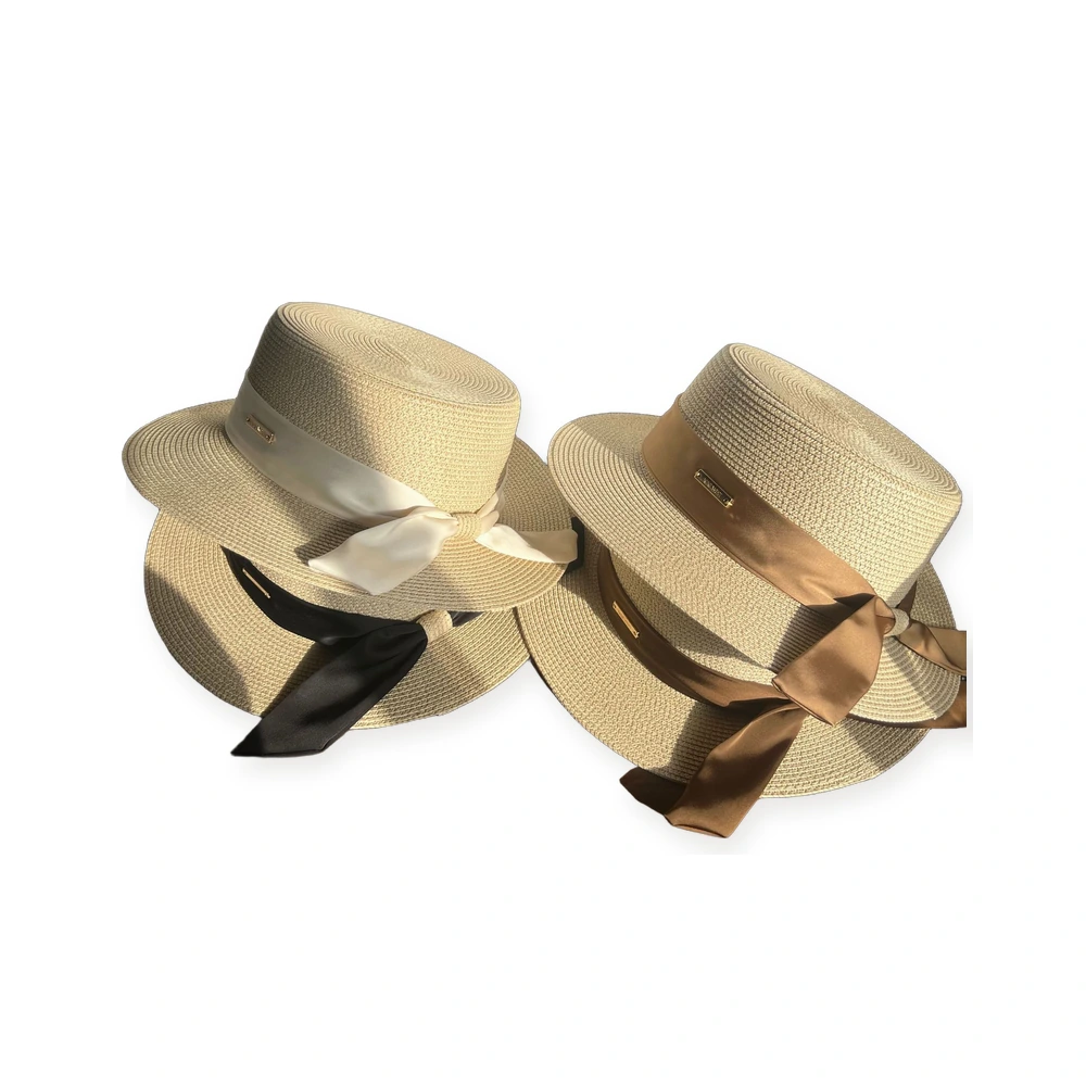 Paper Straw Boater Hat with Ribbon Bow image 4