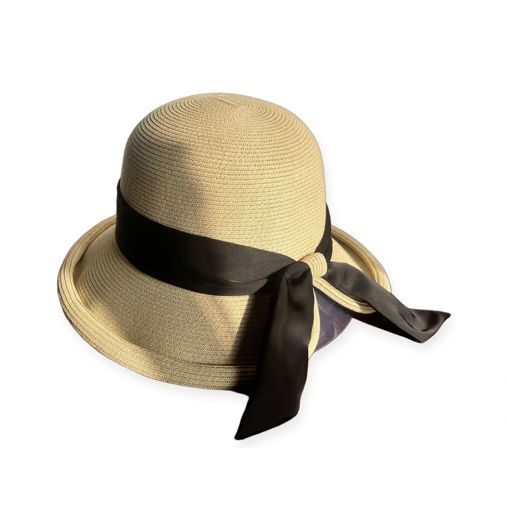 Paper Straw Bucket Hat with Ribbon Bow image 2