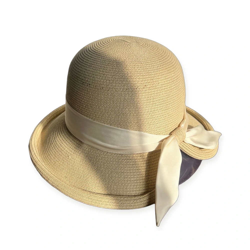 Paper Straw Bucket Hat with Ribbon Bow image 3
