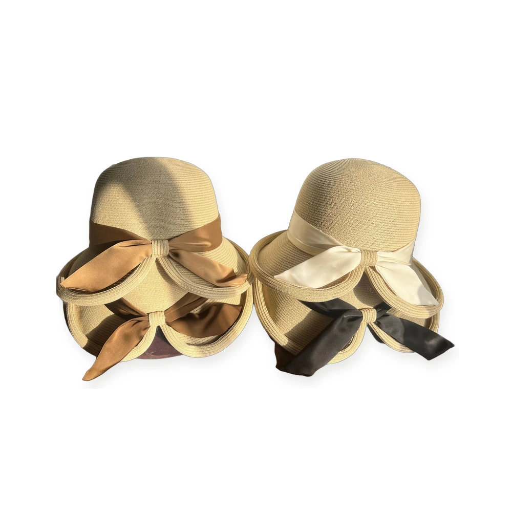 Paper Straw Bucket Hat with Ribbon Bow image 4