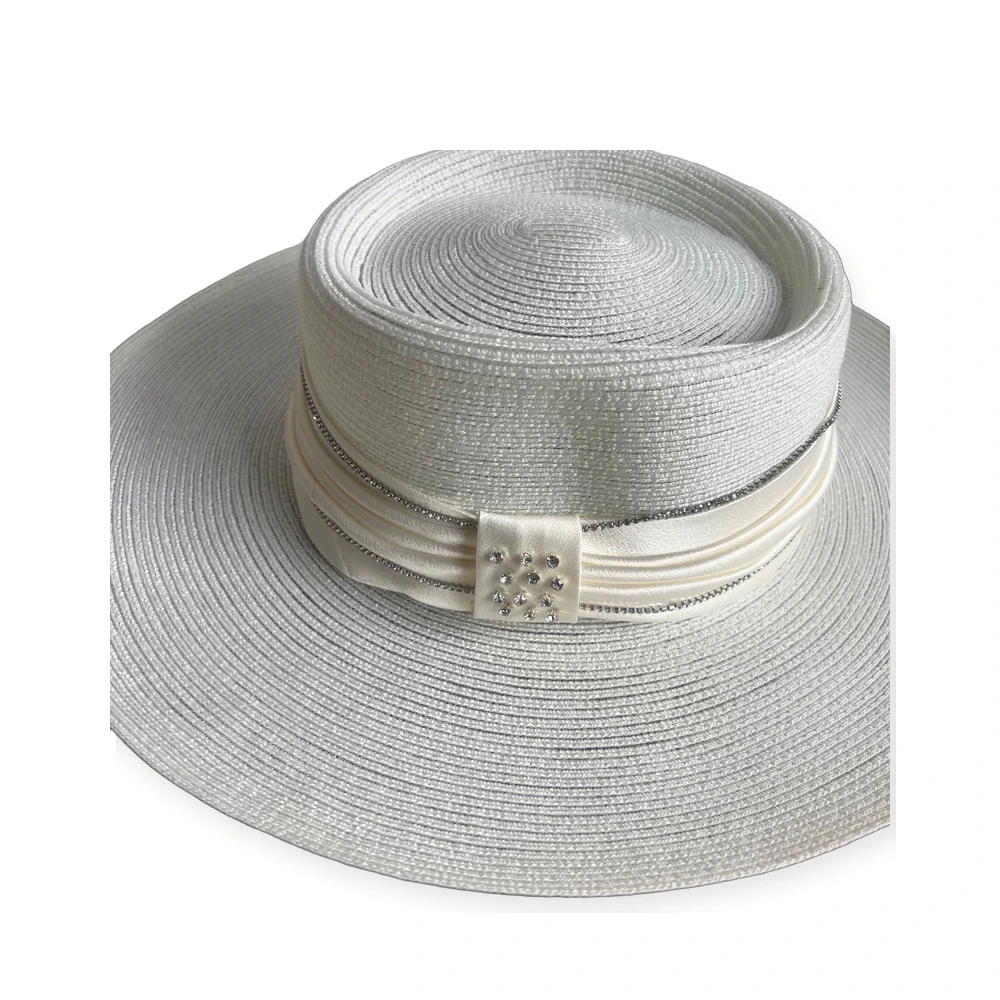 Paper Straw Bucket Hat with Bead Decoration image 2