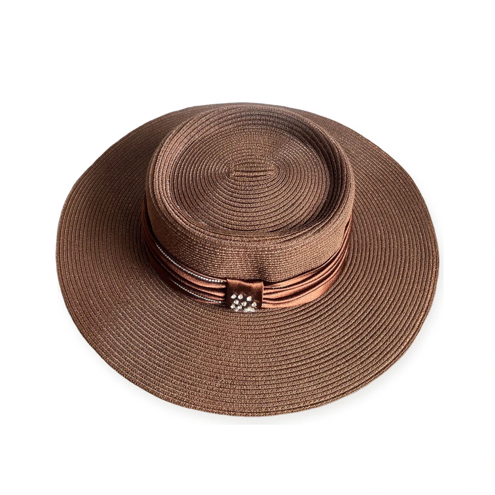 Paper Straw Bucket Hat with Bead Decoration image 3