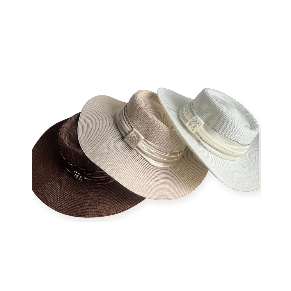 Paper Straw Bucket Hat with Bead Decoration image 4