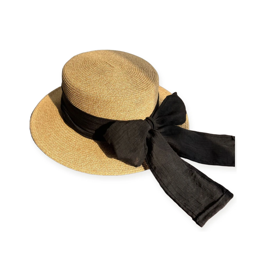 Paper Straw Wide Brim Hat with Ribbon Bow image 2