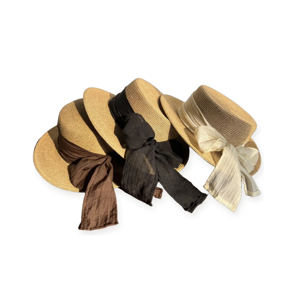 Paper Straw Wide Brim Hat with Ribbon Bow image 4