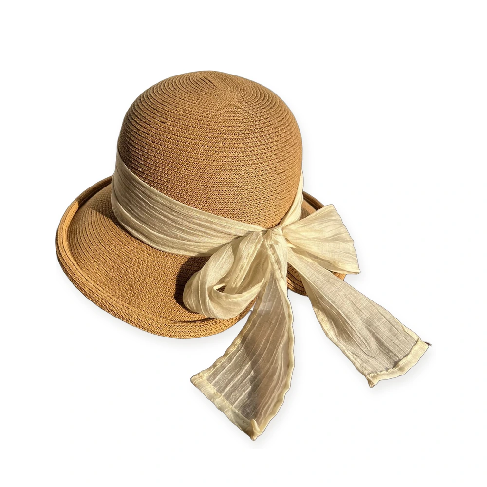 Paper Straw Bucket Hat with Ribbon Bow image 2